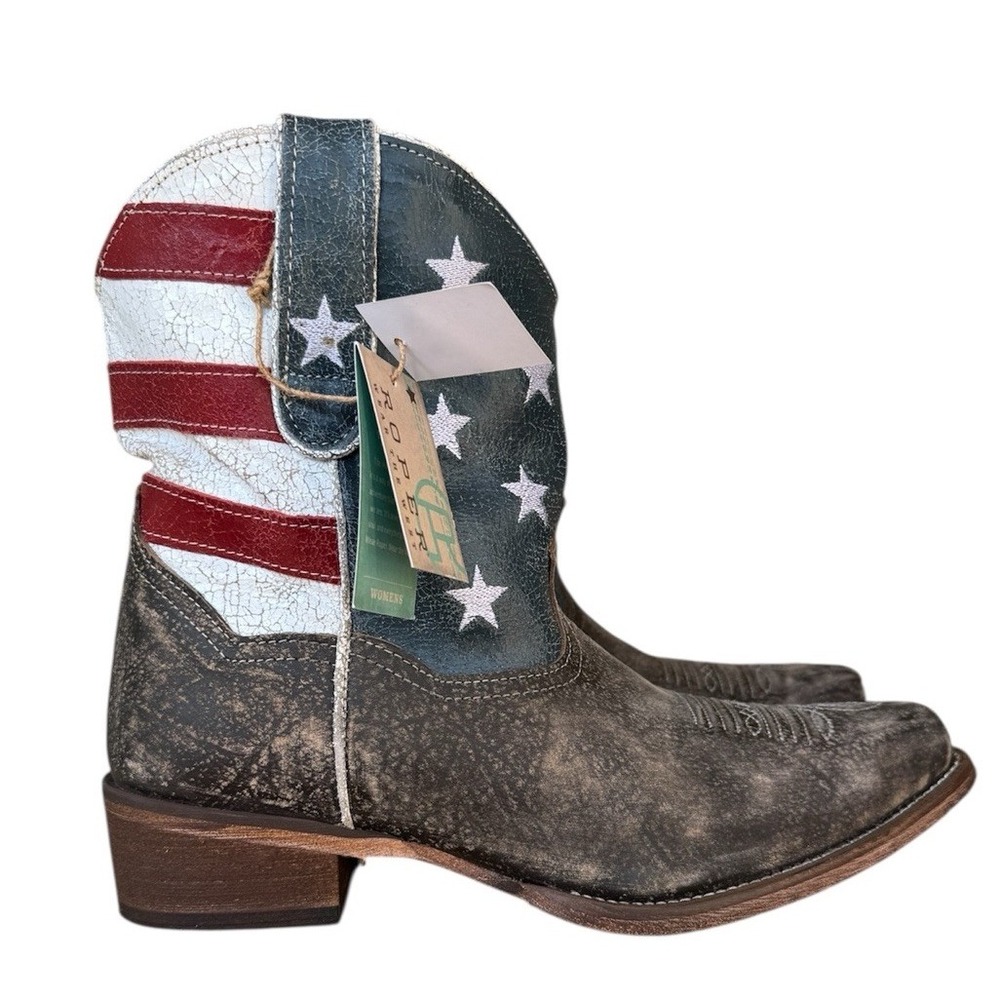 ROPER Women's‎ Size 11 American Beauty Flag Distressed Cowboy Cowgirl Boots